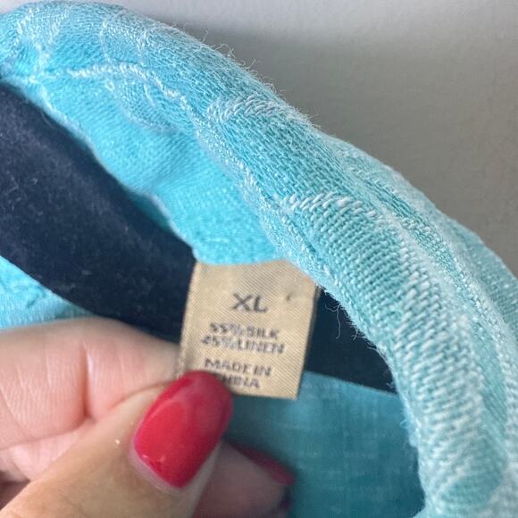 Tasso Elba Island XL Tropical Print Silk Linen‎ Short Sleeve Button Up Shirt - Picture 8 of 10